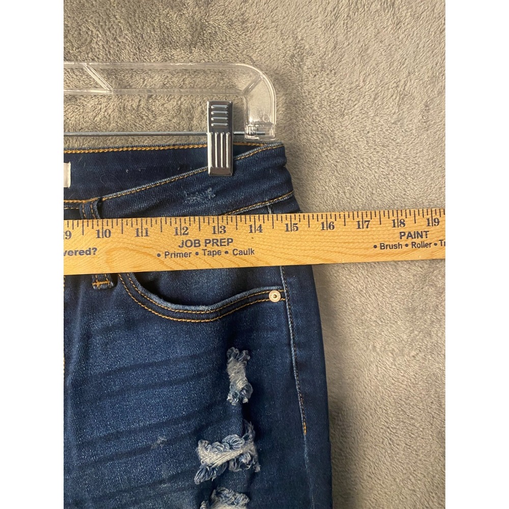 KanCan Distressed Skinny Jeans Women's 7/27 Dark Wash Stretch Denim Mid Rise - Picture 3 of 7